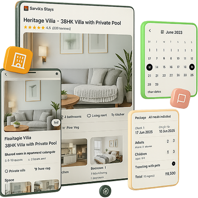Direct booking website interface for holiday homes