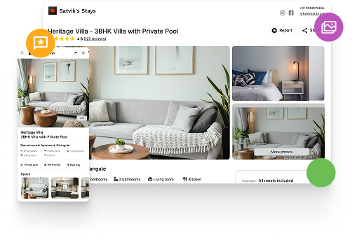 Dedicated property page with photos, amenities, and booking features